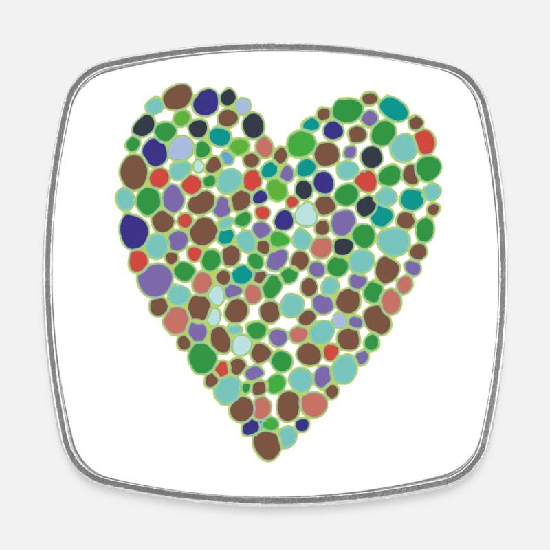 Heart Green - Square fridge magnet - white