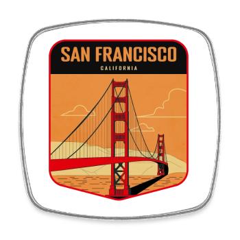 Golden Gate Retro Badge San Francisco - Square fridge magnet - white - Front