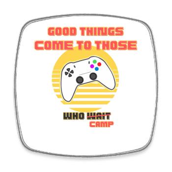 Retro Arcade Gaming Camp Logo - Square fridge magnet - white - Front