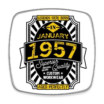 1957 JANUARY - Square fridge magnet - white - Front