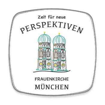 Munich, landmark cathedral, Frauenkirche, Bavaria - Square fridge magnet - white - Front
