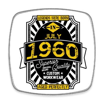 1960 JULI - Viereckiger Kühlschrankmagnet - Weiß - Vorne
