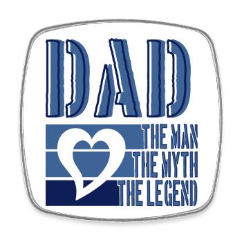 PAPA THE MAN THE MYTH THE LEGEND BLUE HEART - Square fridge magnet - white - Front