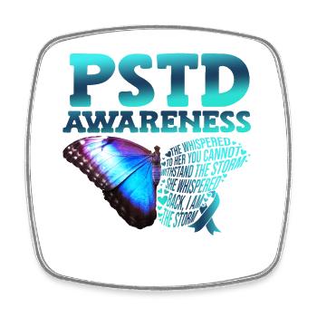 Pstd awareness Post-traumatic - Square fridge magnet - white - Front