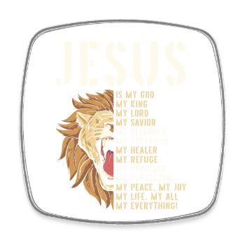 Jésus est mon Dieu Lion de Juda Chrétien - Magnet carré - blanc - Devant