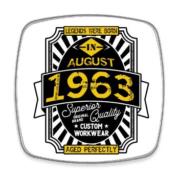 1963 AUGUST - Magnet carré - blanc - Devant