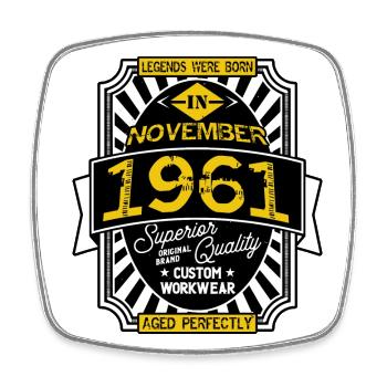 1961 NOVEMBER - Square fridge magnet - white - Front