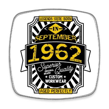 1962 SEPTEMBER - Magnet carré - blanc - Devant