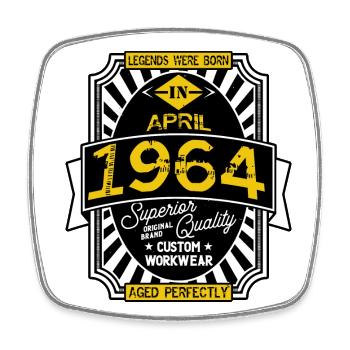 1964 APRIL - Square fridge magnet - white - Front