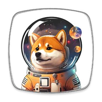 Shiba Inu Astronaut Dog in Space - Square fridge magnet - white - Front