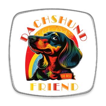 Dackel Der beste Freund - Viereckiger Kühlschrankmagnet - Weiß - Vorne