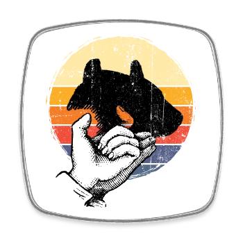 Dog Silhouette Retro Sunset - Square fridge magnet - white - Front