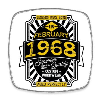 1968 FEBRUARY - Square fridge magnet - white - Front