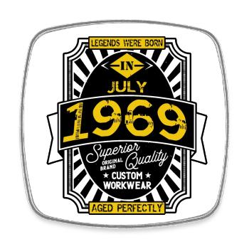 1969 JULY - Magnet carré - blanc - Devant