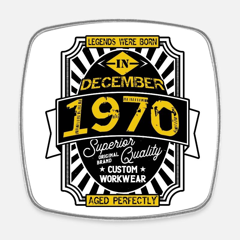 1970 DECEMBER - Square fridge magnet - white