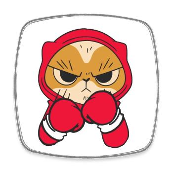 Cat Boxer Martial Athlète Sparring Sports de combat - Magnet carré - blanc - Devant