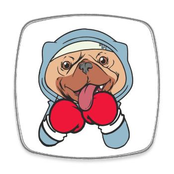 Dog Boxer Athlète martial Sparring Sports de combat - Magnet carré - blanc - Devant