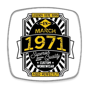 1971 MARCH - Square fridge magnet - white - Front