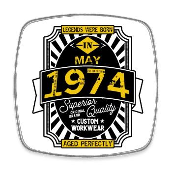 1974 MAY - Square fridge magnet - white - Front