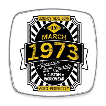 1973 MARCH - Square fridge magnet - white - Front