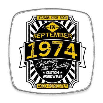 SEPTEMBER 1974 - Viereckiger Kühlschrankmagnet - Weiß - Vorne