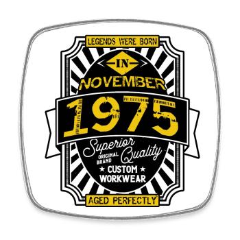1975 NOVEMBER - Magnet carré - blanc - Devant