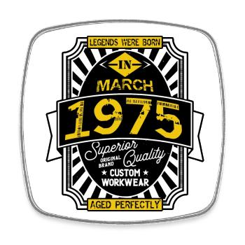 1975 MARCH - Square fridge magnet - white - Front