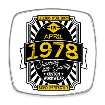 1978 APRIL - Square fridge magnet - white - Front