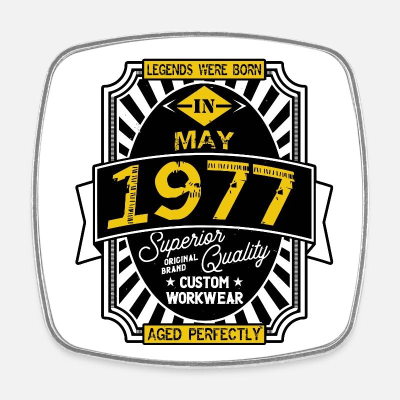 1977 MAY - Square fridge magnet - white