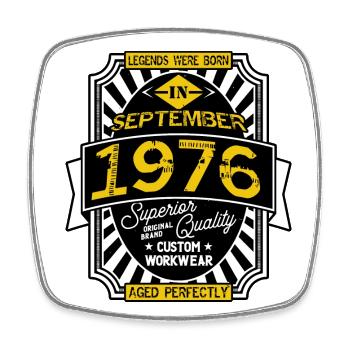 SEPTEMBER 1976 - Viereckiger Kühlschrankmagnet - Weiß - Vorne