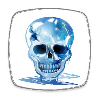 extravagant melting skull in ice colours - Square fridge magnet - white - Front