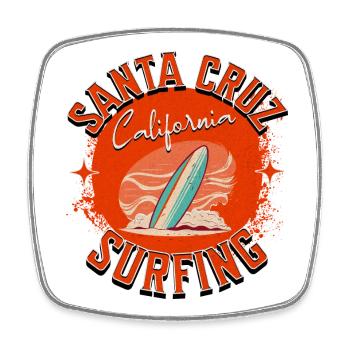 Santa Cruz, Kalifornien Surfen - Viereckiger Kühlschrankmagnet - Weiß - Vorne