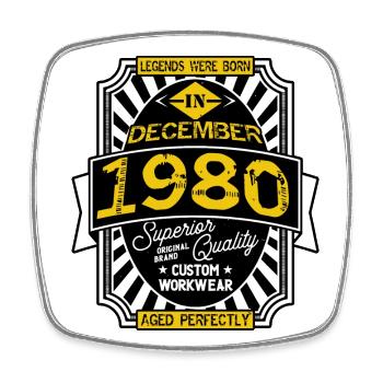 1980 DECEMBER - Magnet carré - blanc - Devant