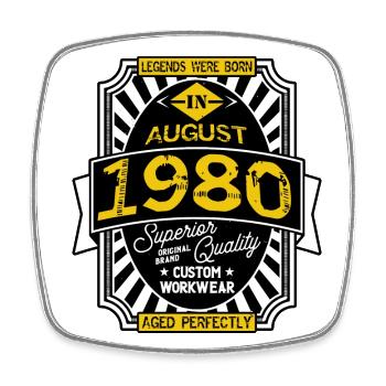 AUGUST 1980 - Viereckiger Kühlschrankmagnet - Weiß - Vorne
