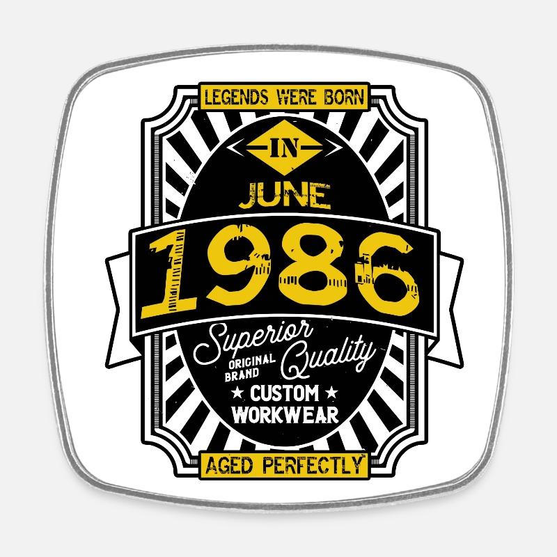 1986 JUNE - Square fridge magnet - white