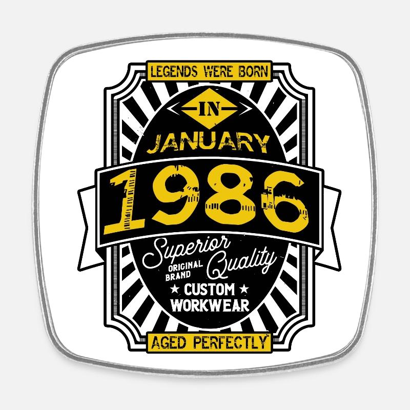 1986 JANUARY - Square fridge magnet - white