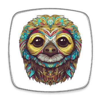 Psychedelic sloth - Square fridge magnet - white - Front