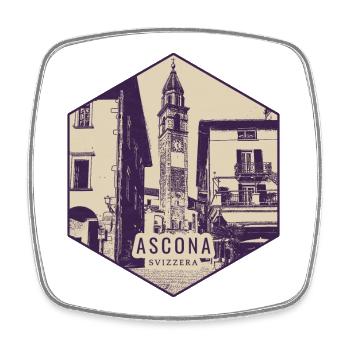Ascona Uhrturm Vintage Badge - Viereckiger Kühlschrankmagnet - Weiß - Vorne