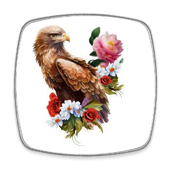 Wonderful eagle with flowers. - Square fridge magnet - white - Front