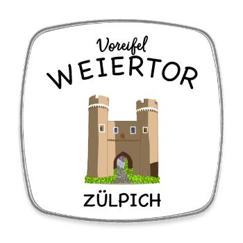 Zülpich, Weiertor, Voreifel - Viereckiger Kühlschrankmagnet - Weiß - Vorne