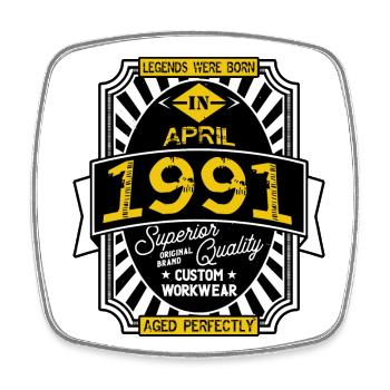 1991 APRIL - Square fridge magnet - white - Front