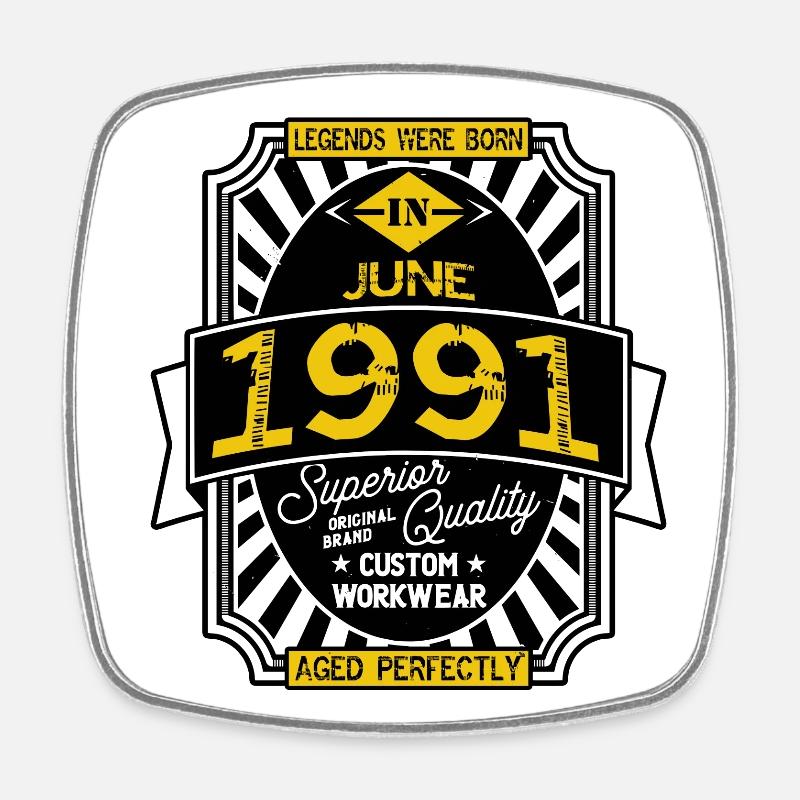 1991 JUNE - Square fridge magnet - white