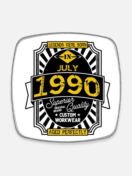 1990 JULY - Square fridge magnet - white