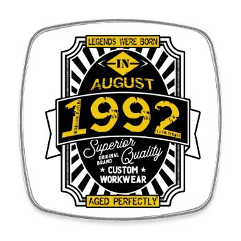 AUGUST 1992 - Viereckiger Kühlschrankmagnet - Weiß - Vorne