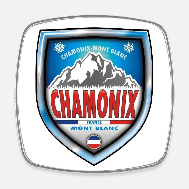 Chamonix, Mont Blanc, Frankreich - Viereckiger Kühlschrankmagnet - Weiß