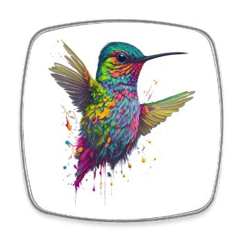 Explosion de couleurs Hummingbird Artwork - Magnet carré - blanc - Devant