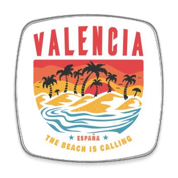 Valencia Spain palm trees beach design - Square fridge magnet - white - Front
