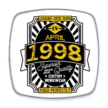 1998 APRIL - Square fridge magnet - white - Front
