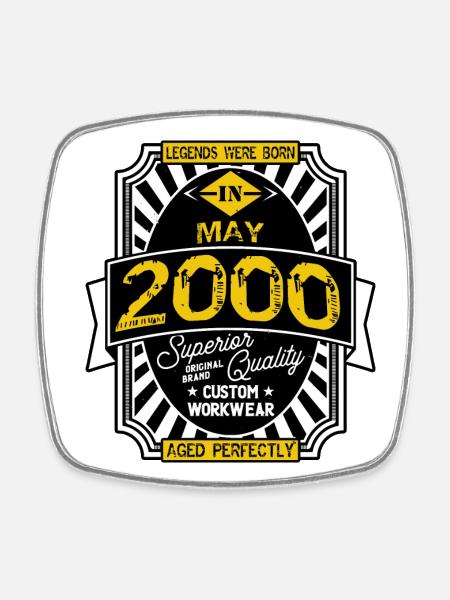 2000 MAY - Square fridge magnet - white