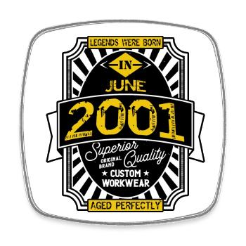 JUNI 2001 - Viereckiger Kühlschrankmagnet - Weiß - Vorne